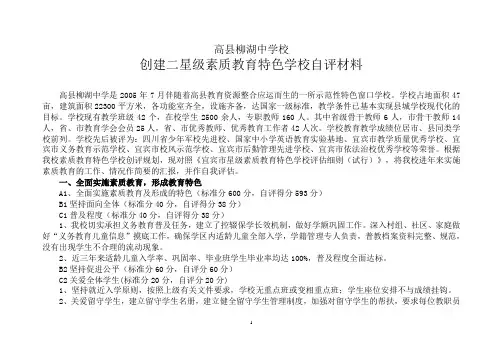柳湖中学校素质教育特色学校自评报告