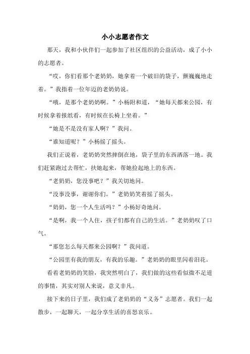 小小志愿者作文精选10篇