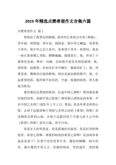 2023年精选点燃希望作文合集六篇