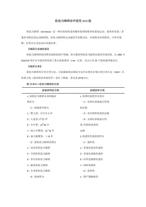 肌张力障碍诊疗规范2023版