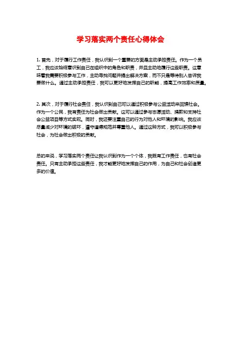 学习落实两个责任心得体会