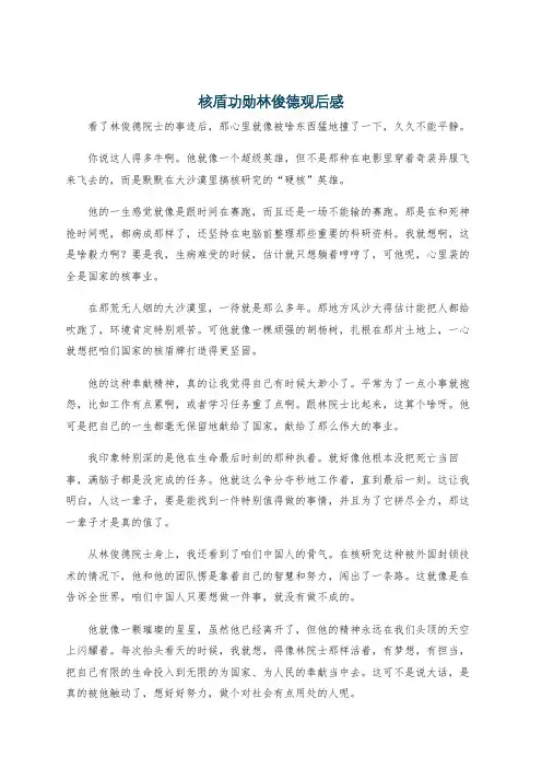 核盾功勋林俊德观后感