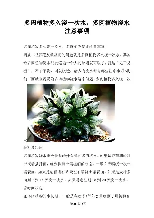 多肉植物多久浇一次水，多肉植物浇水注意事项