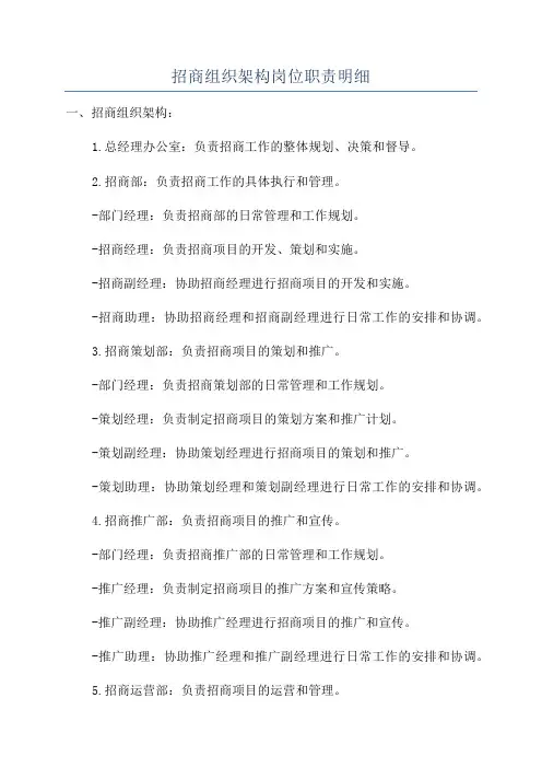 招商组织架构岗位职责明细