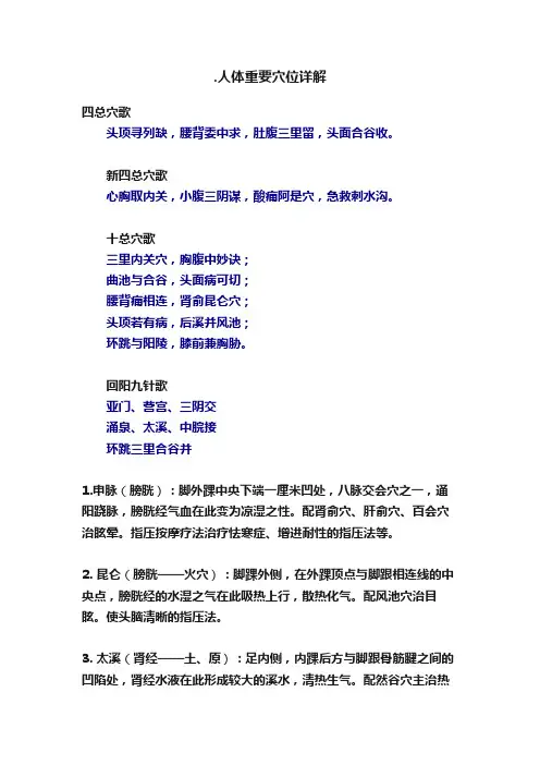 .人体重要穴位详解