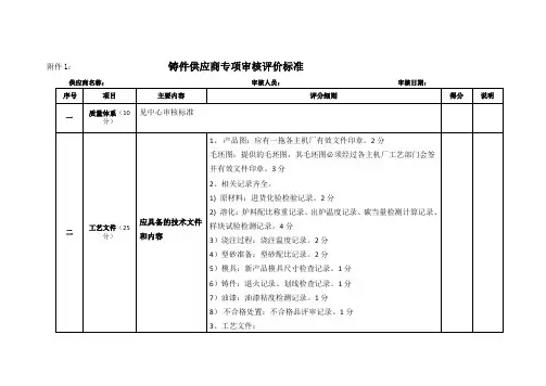 铸件专项审核标准