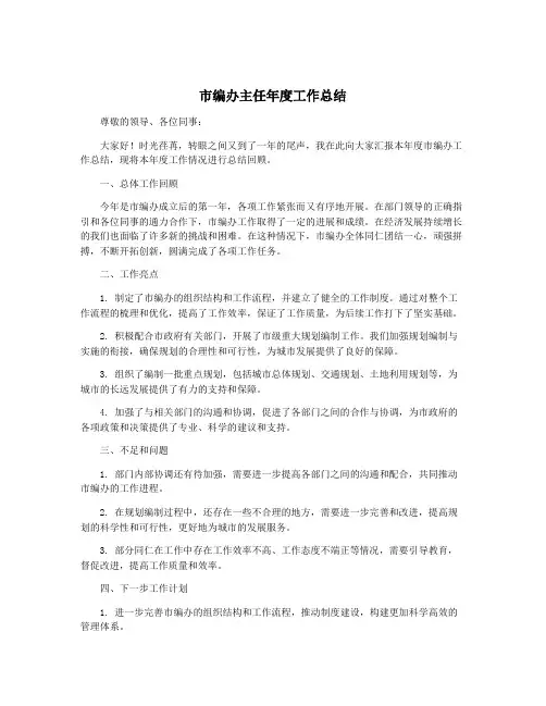 市编办主任年度工作总结