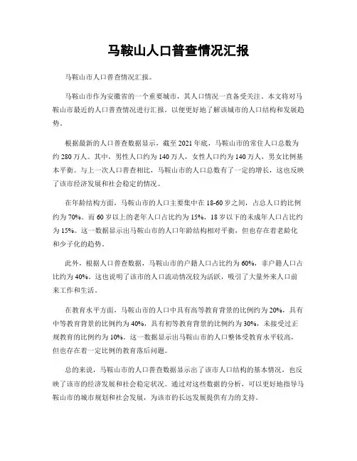 马鞍山人口普查情况汇报