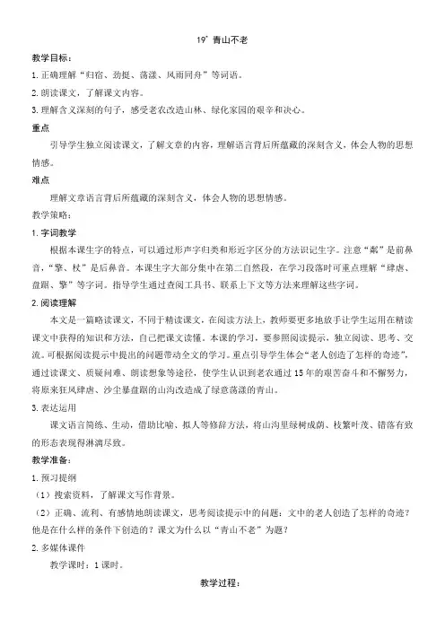 小学语文人教六年级上册(统编2023年更新)第六单元-19课教案
