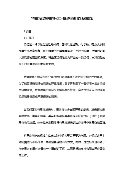 特重度烧伤的标准-概述说明以及解释