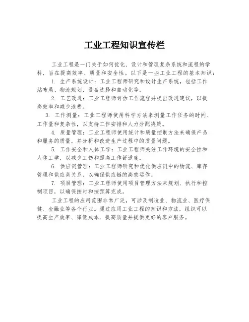 工业工程知识宣传栏