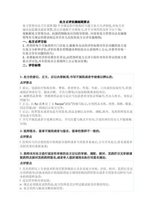 处方点评实施细则要点