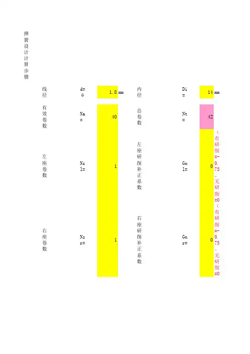 压缩弹簧设计计算公式