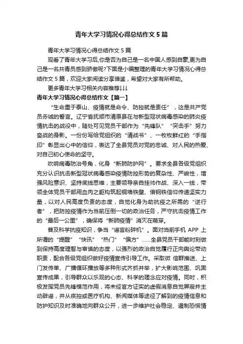 青年大学习情况心得总结作文5篇