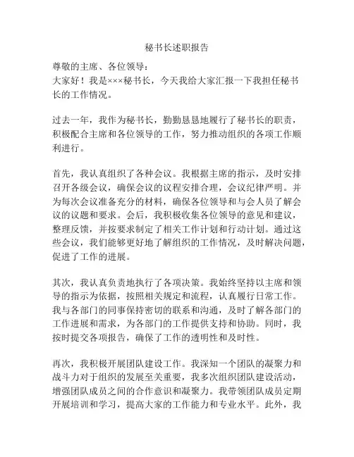 秘书长述职报告