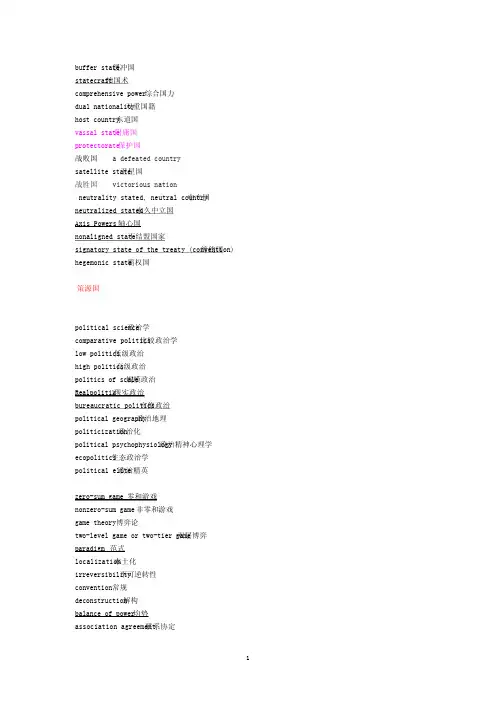 国际关系英语专业术语(较完整)