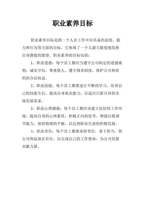 职业素养目标