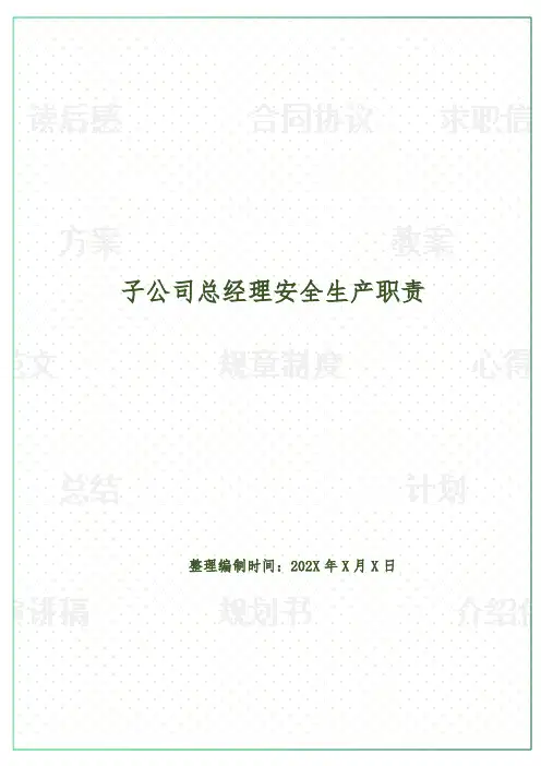 子公司总经理安全生产职责