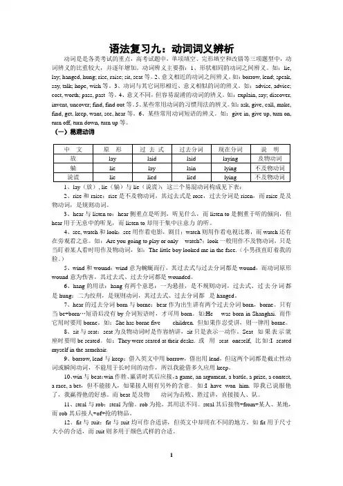 人教版高中英语语法八——动词词义辨析