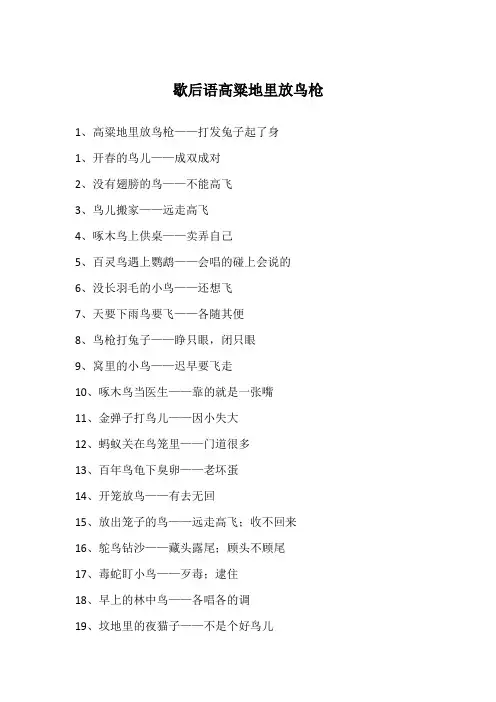 歇后语高粱地里放鸟枪
