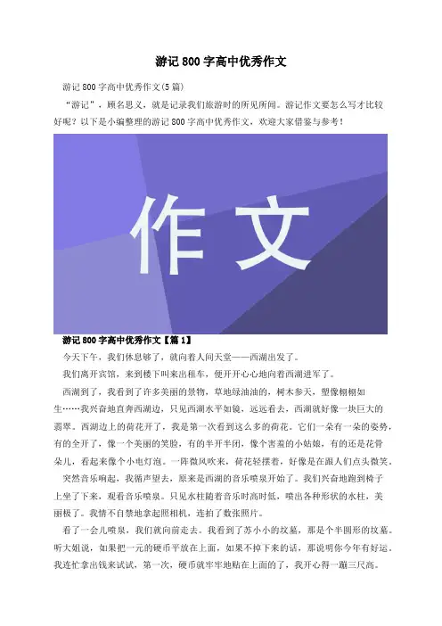 游记800字高中优秀作文