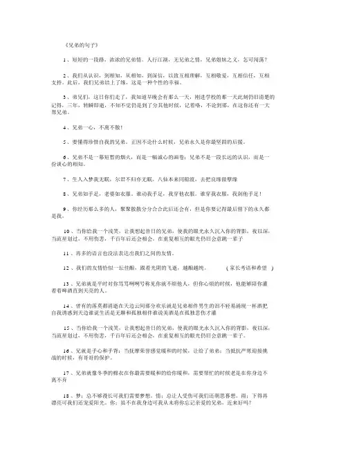 兄弟的句子_经典句子完整版