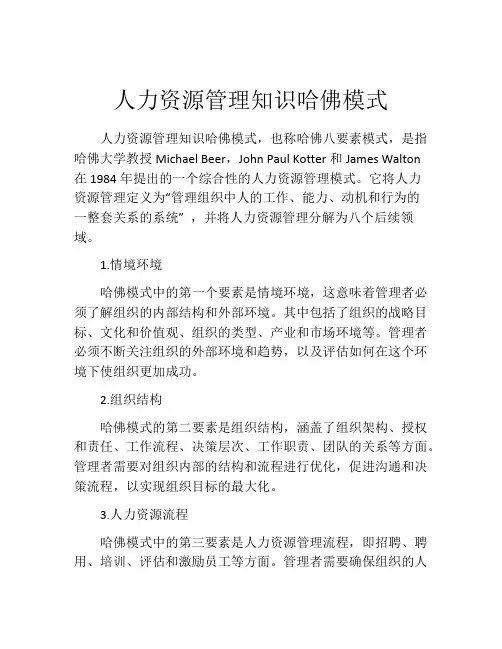 人力资源管理知识哈佛模式