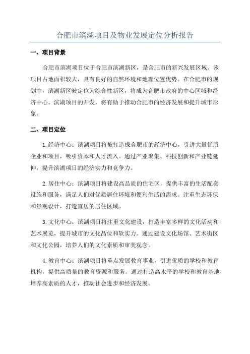 合肥市滨湖项目及物业发展定位分析报告