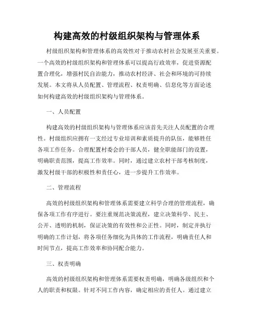 构建高效的村级组织架构与管理体系