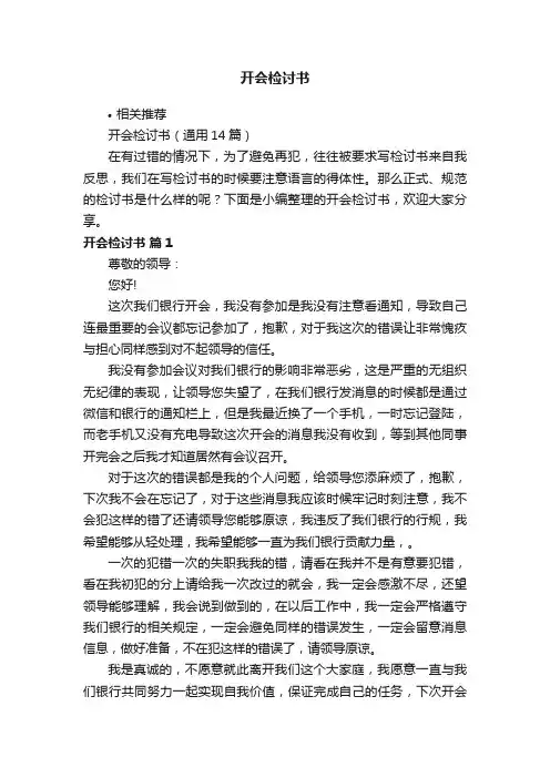 开会检讨书
