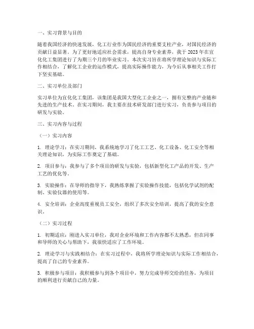 宜化化工毕业实习报告