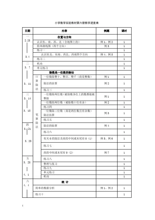人教版小学数学三年级下册教学设计