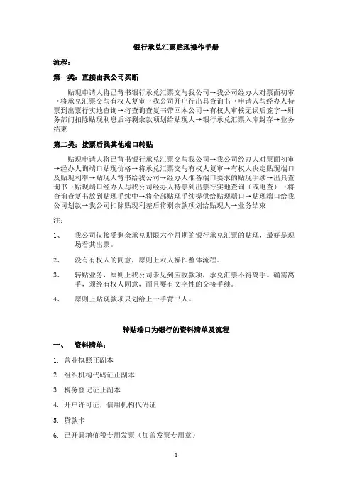 银行承兑汇票贴现操作手册