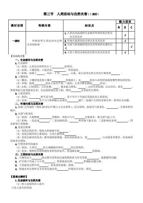 湘教版地理选修5人类活动与自然灾害word教案