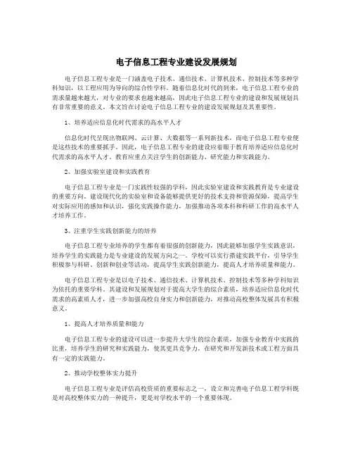 电子信息工程专业建设发展规划