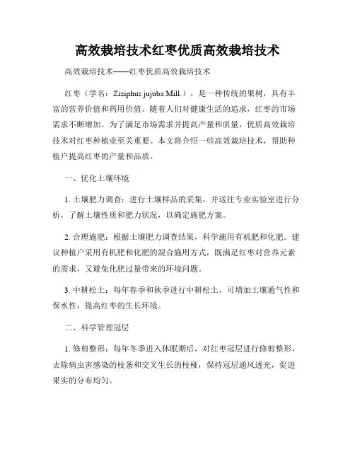 高效栽培技术红枣优质高效栽培技术
