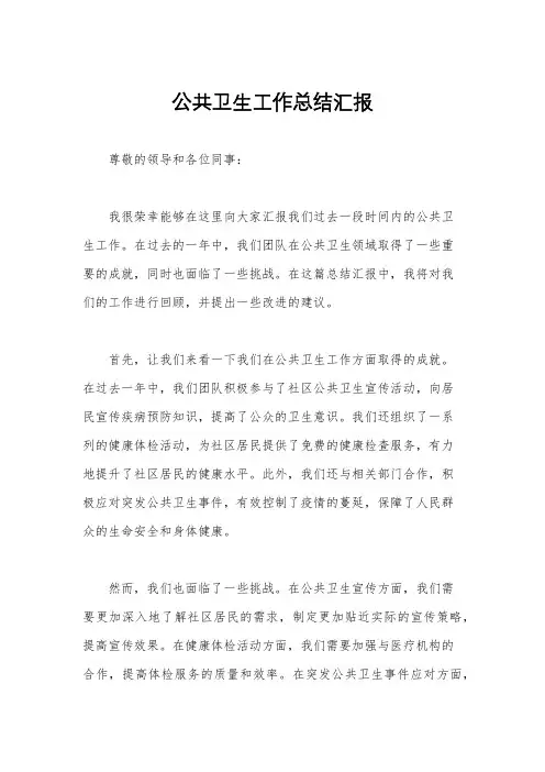 公共卫生工作总结汇报