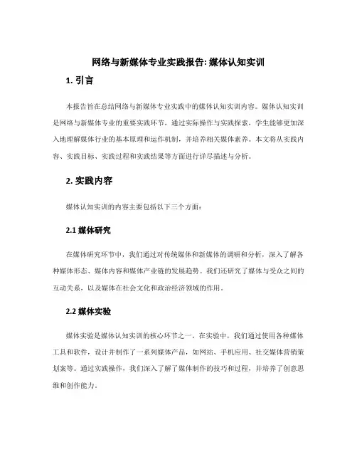 网络与新媒体专业实践报告 媒体认知实训