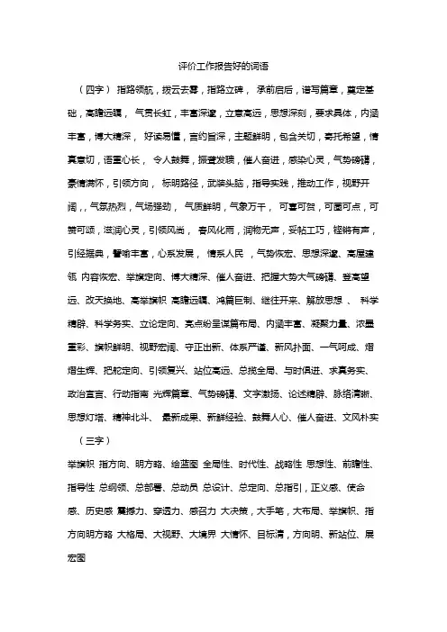 评价工作报告好的词语
