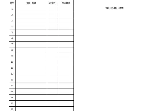 每日阅读记录表