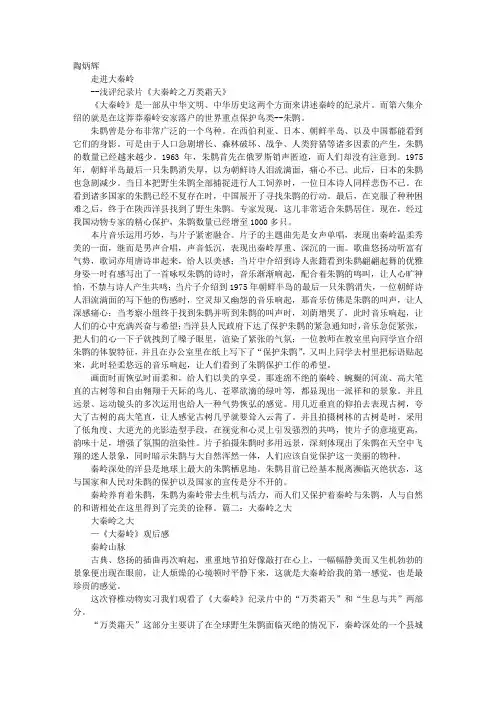 大秦岭观后感