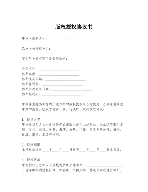 版权授权协议书