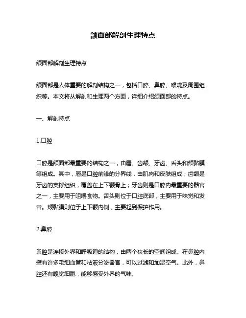 颌面部解剖生理特点