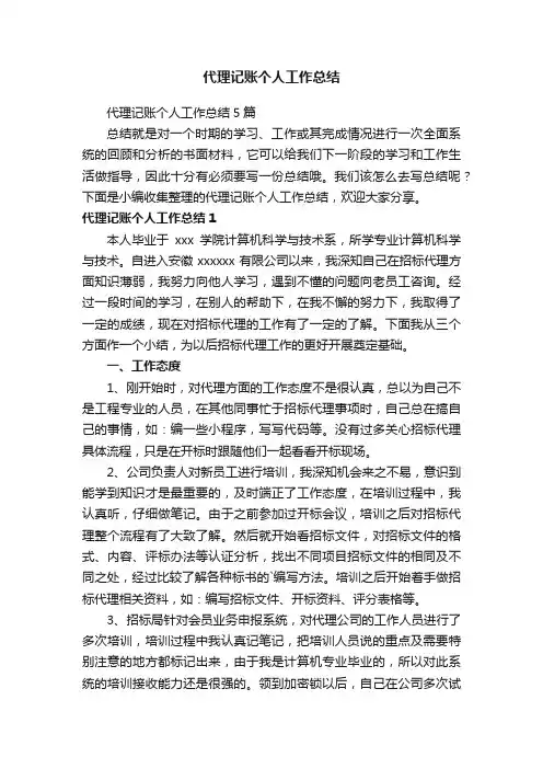 代理记账个人工作总结