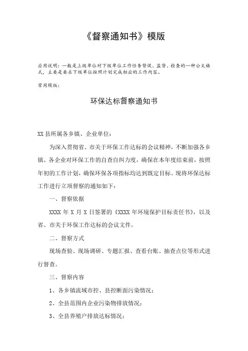 《督察通知书》模版