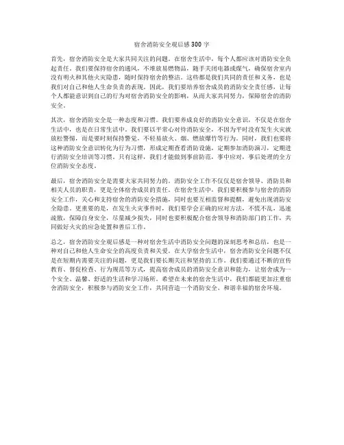 宿舍消防安全观后感300字