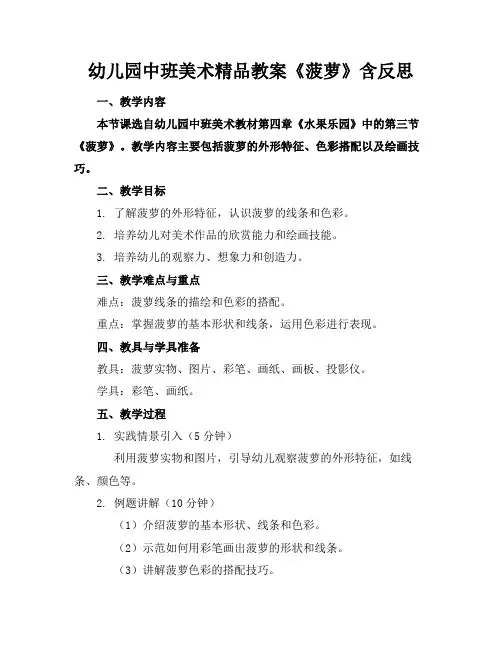 幼儿园中班美术精品教案《菠萝》含反思