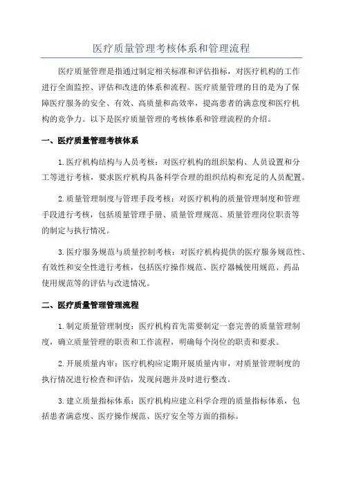 医疗质量管理考核体系和管理流程