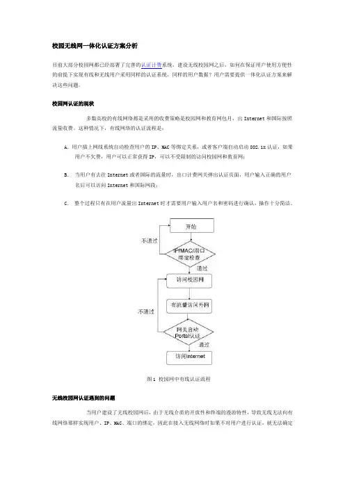 校园无线网一体化认证方案
