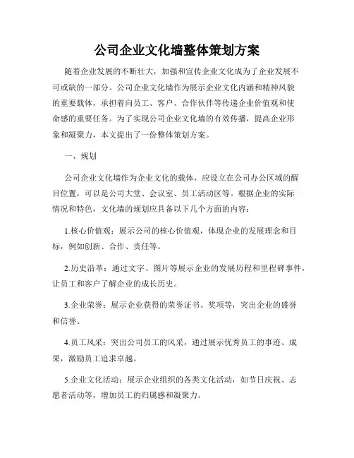 公司企业文化墙整体策划方案